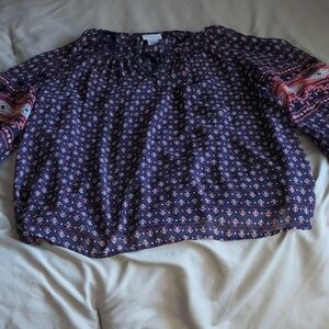 Liz Claiborne Black and Pink Patterned Blouse